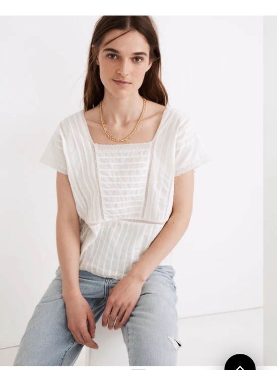 Madewell Tops - Madewell White Square-Neck Pintuck Cotton Top